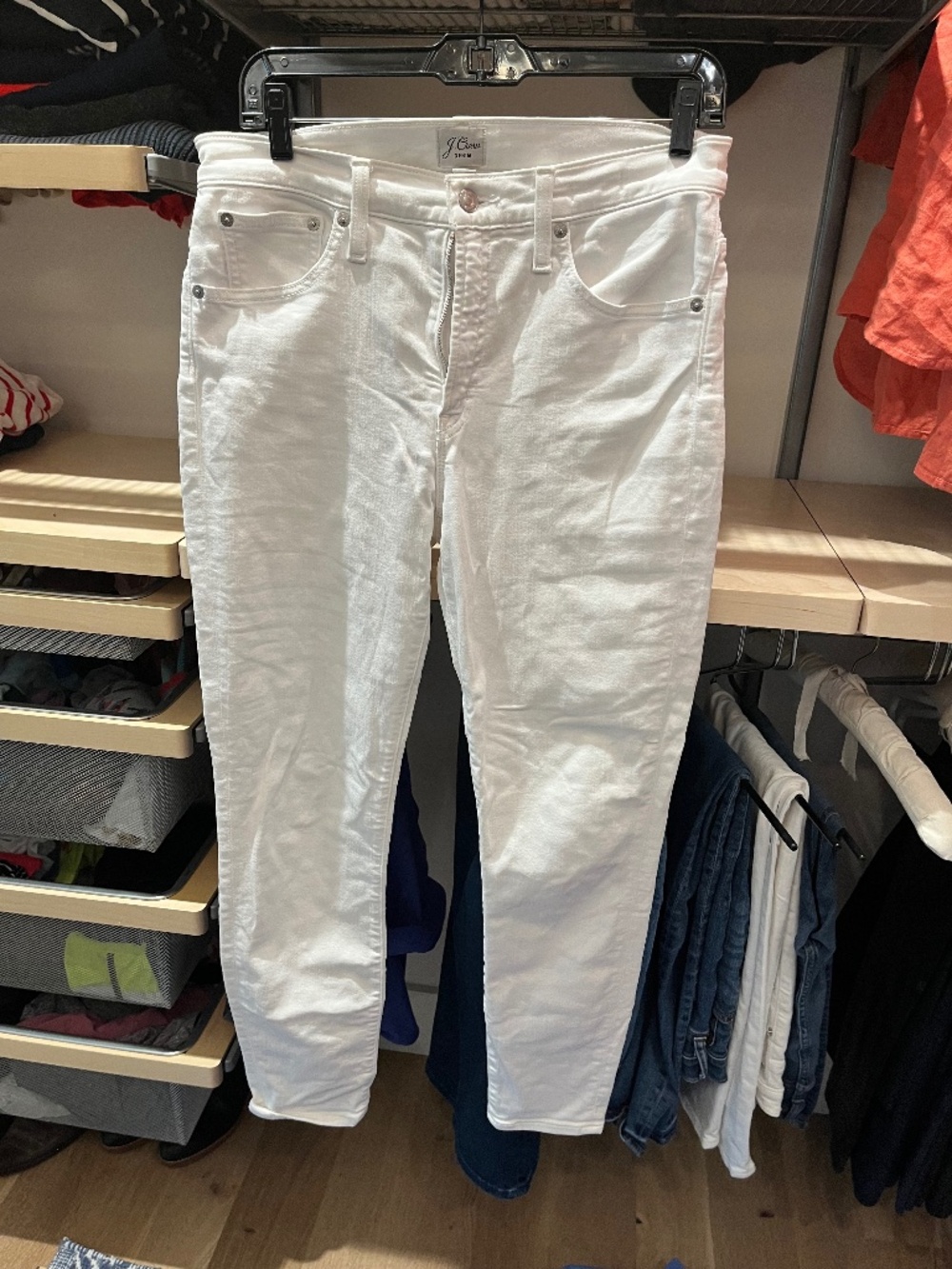 J.Crew 9" High-Rise Skinny Stretch White Denim jeans Size 30